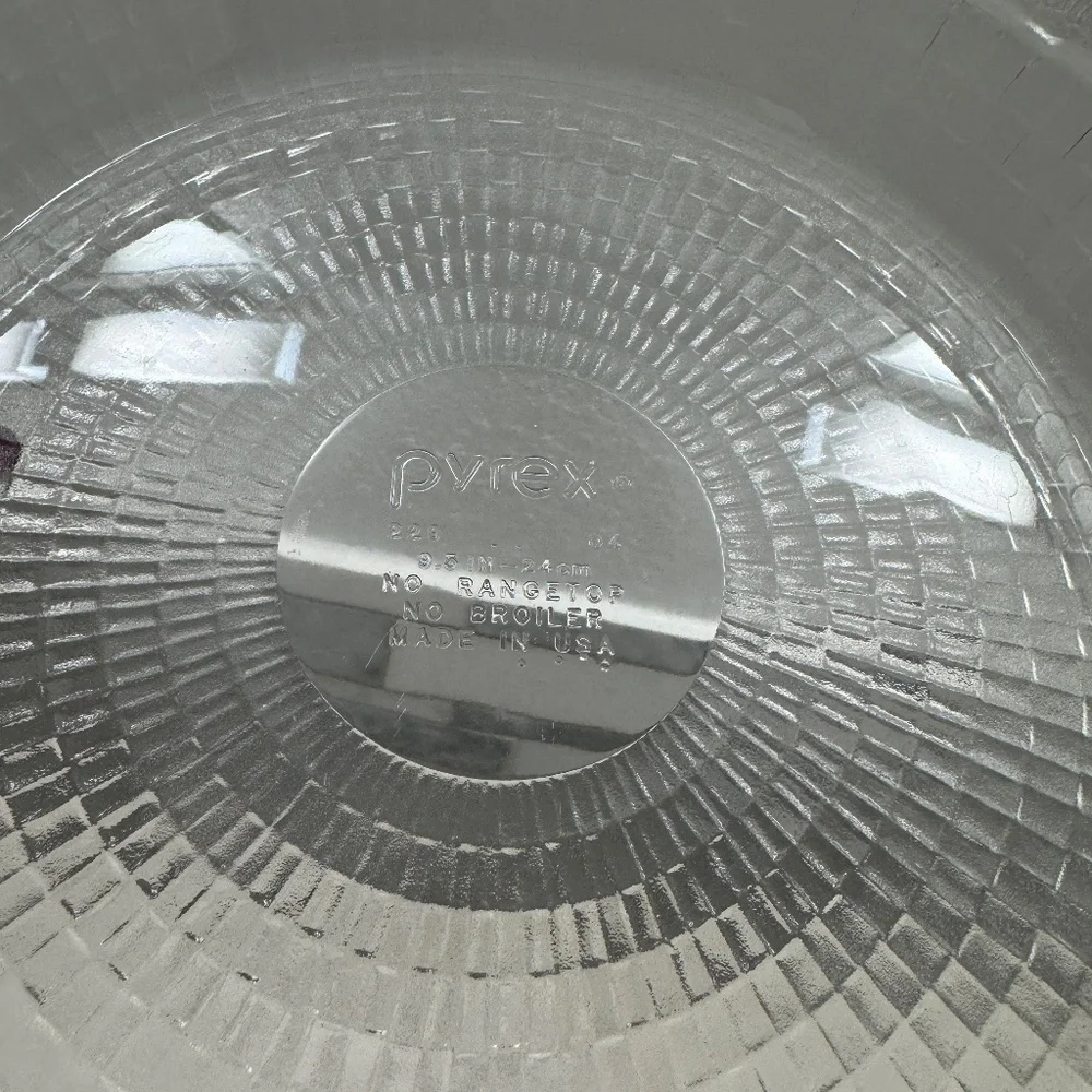 Rare Vintage Pyrex pie plate‎ model 229 -9.5 in clear tempered glass made in USA